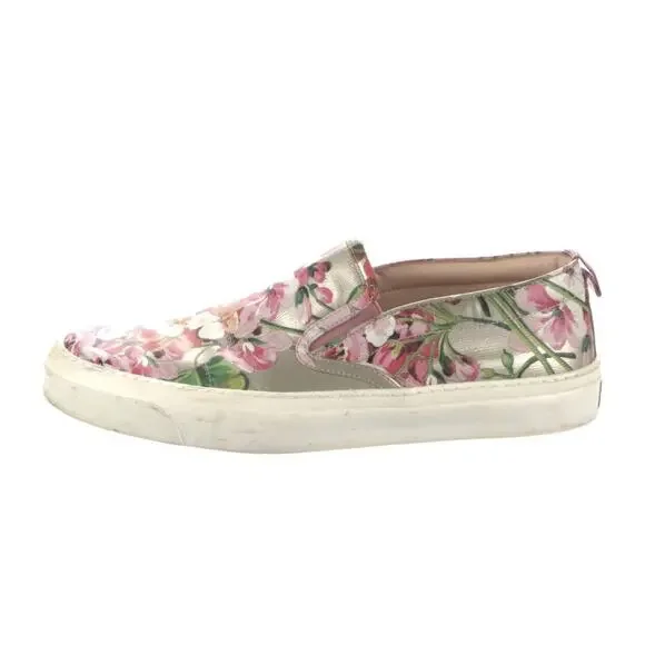 Gucci GG Supreme Monogram Blooms Slip On Low Sneakers Woman Sz 39.5 Pink - Picture 4 of 6